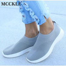 Load image into Gallery viewer, MCCKLE Plus Size Women Casual Knitting Sock Sneakers Stretch Flat Platform